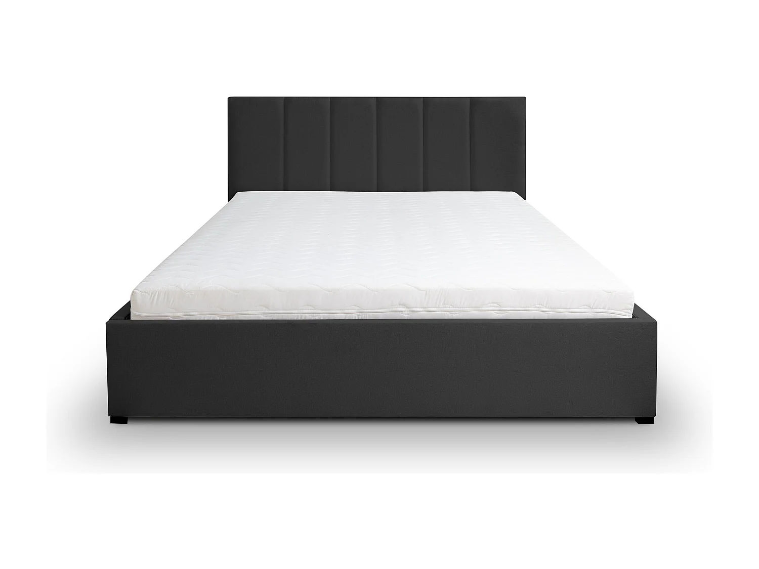 Polsterbett LISA mit Kopfteil, 180 x200 cm, Doppelbett mit Bettkasten und Lattenrost aus Velourstoff, Velourstoff, Frabe: Schwarz