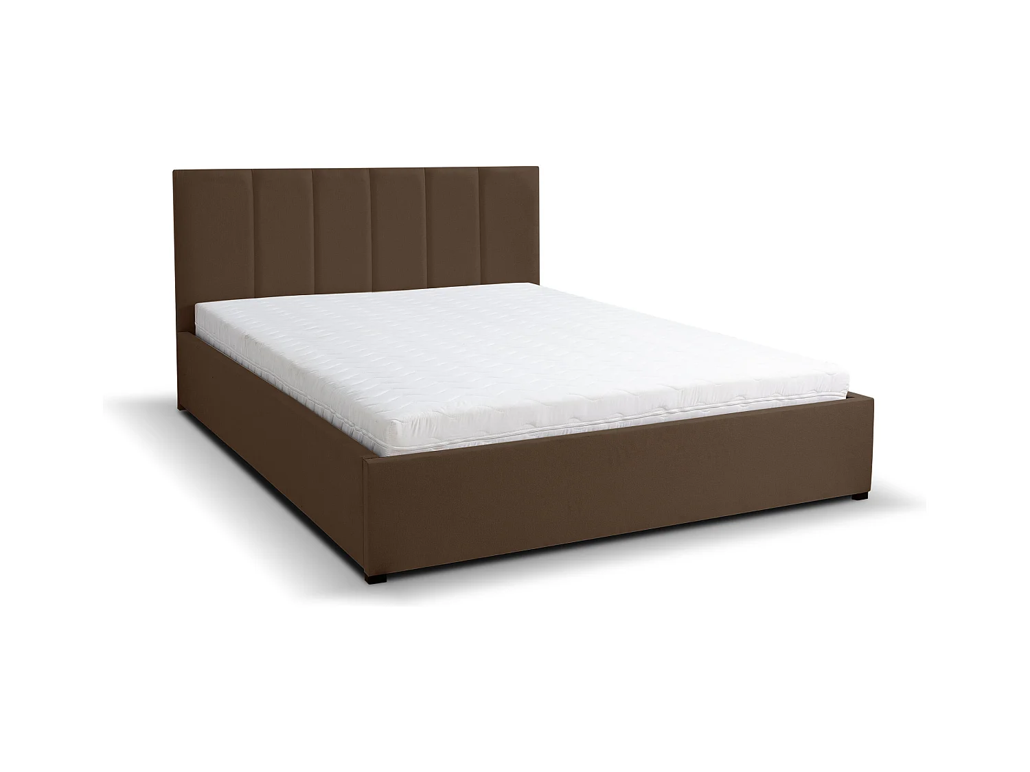 Lit rembourré LISA avec tête de lit, 160 x 200 cm, lit double avec coffre de rangement et sommier à lattes en velours, velours, couleur : marron