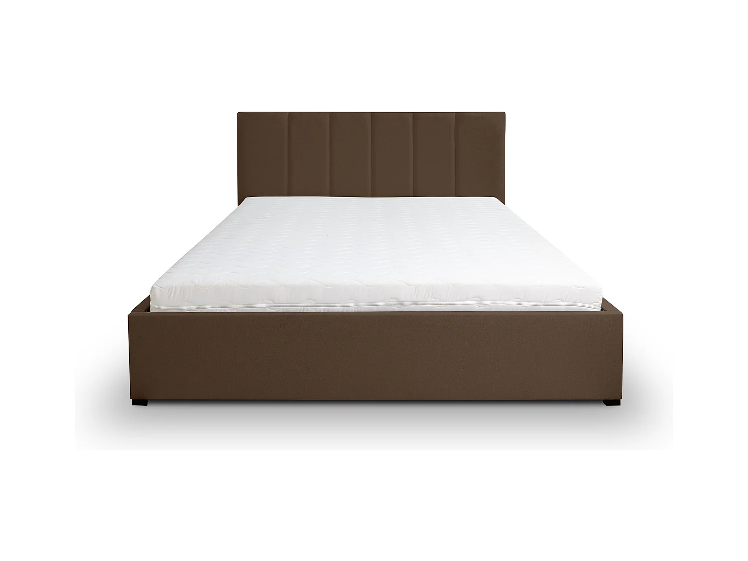Lit rembourré LISA avec tête de lit, 160 x 200 cm, lit double avec coffre de rangement et sommier à lattes en velours, velours, couleur : marron