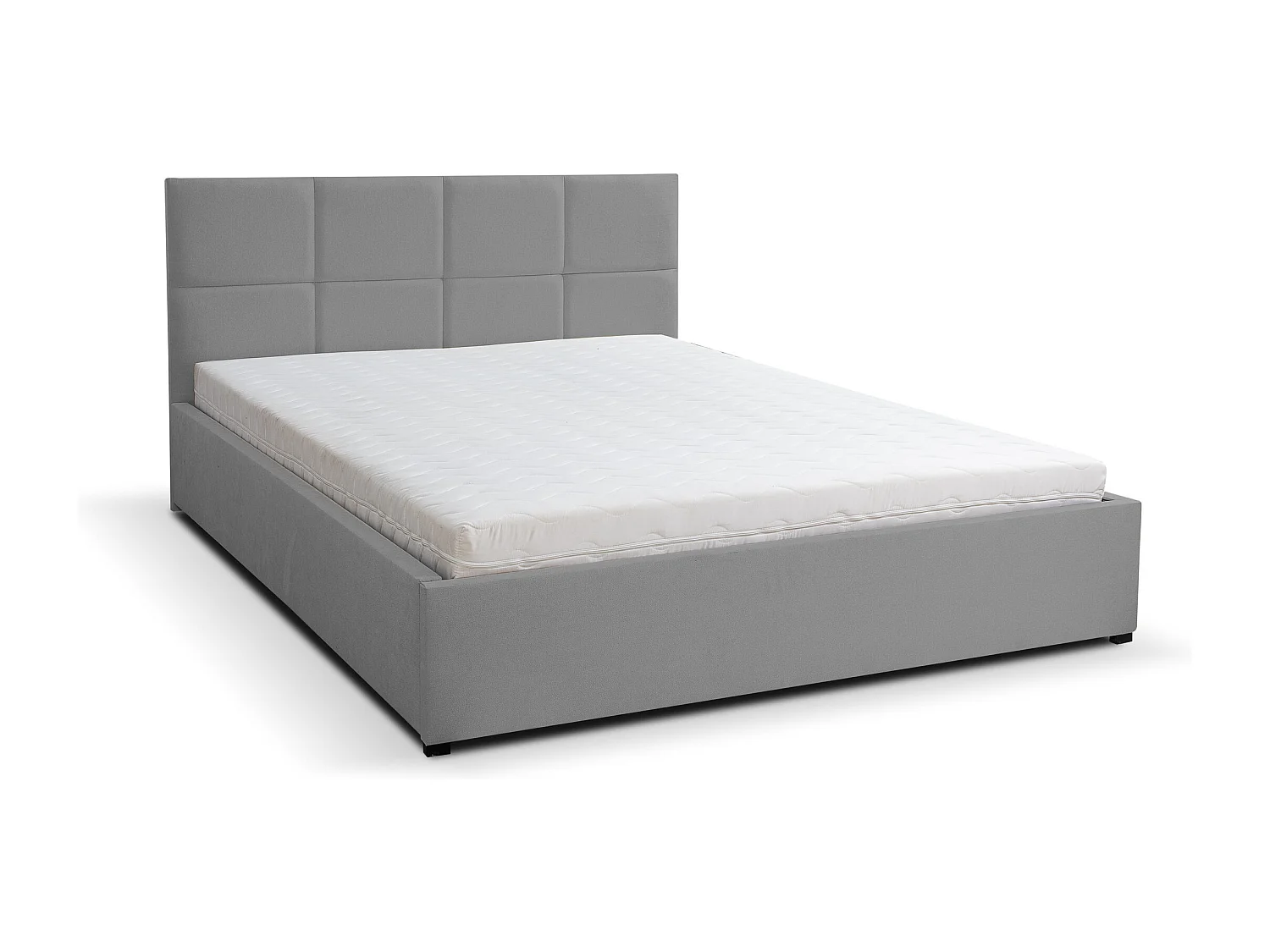 Polsterbett BETTY mit Kopfteil, 140 x200 cm, Doppelbett mit Bettkasten und Lattenrost aus Velourstoff, Velourstoff, Frabe: Grau