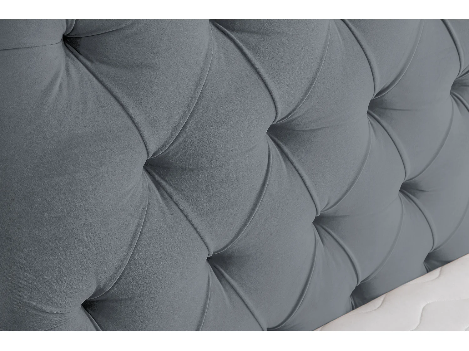 Lit rembourré Chesterfield avec tête de lit, 160 x 200 cm, lit double avec coffre de rangement et sommier à lattes en métal, tissu velours, couleur : gris