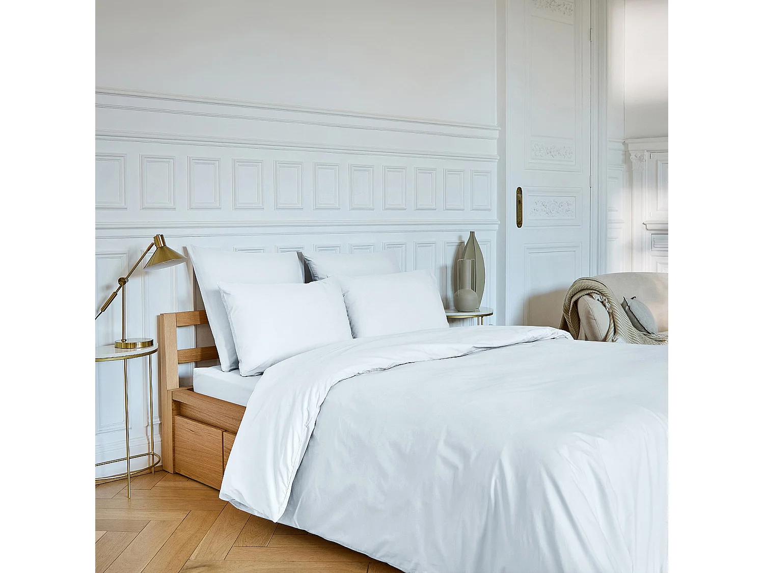 Habitat - Housse de couette en percale de coton - 260 x 240 cm - Blanc - Amance