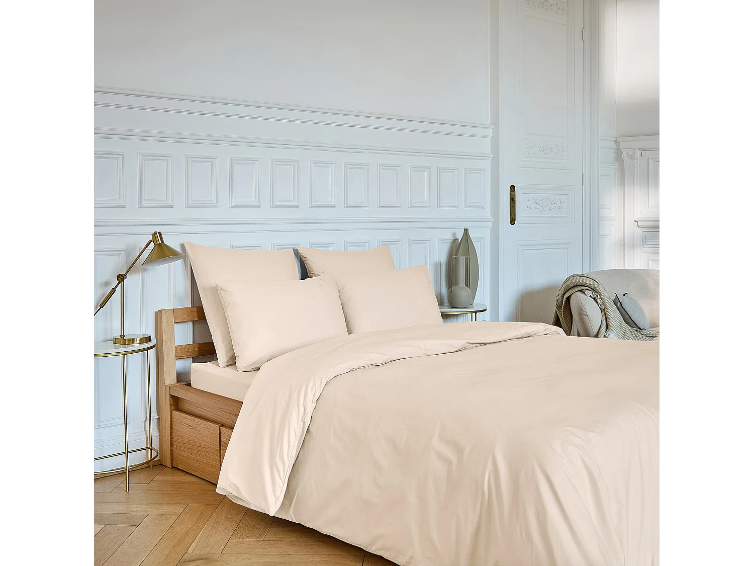 Housse de couette en percale de coton - 260 x 240 cm - Ivoire