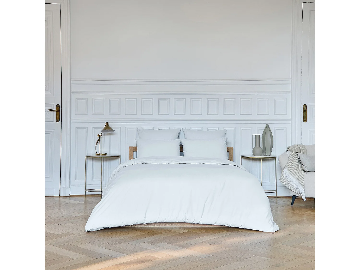 Housse de couette en percale de coton - 240 x 220 cm - Blanc