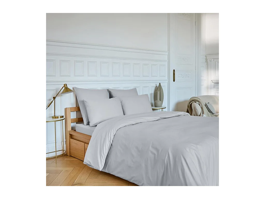 Habitat - Housse de couette en percale de coton - 240 x 220 cm - Gris perle - Amance