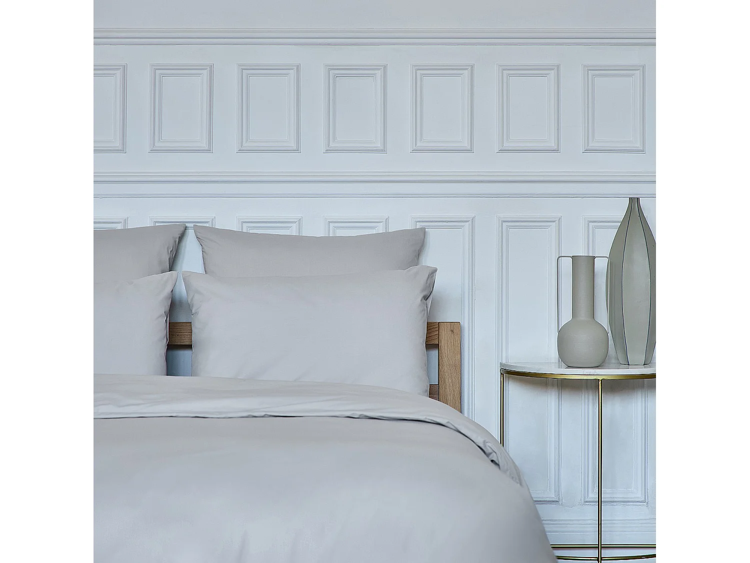 Housse de couette en percale de coton - 260 x 240 cm - Gris perle