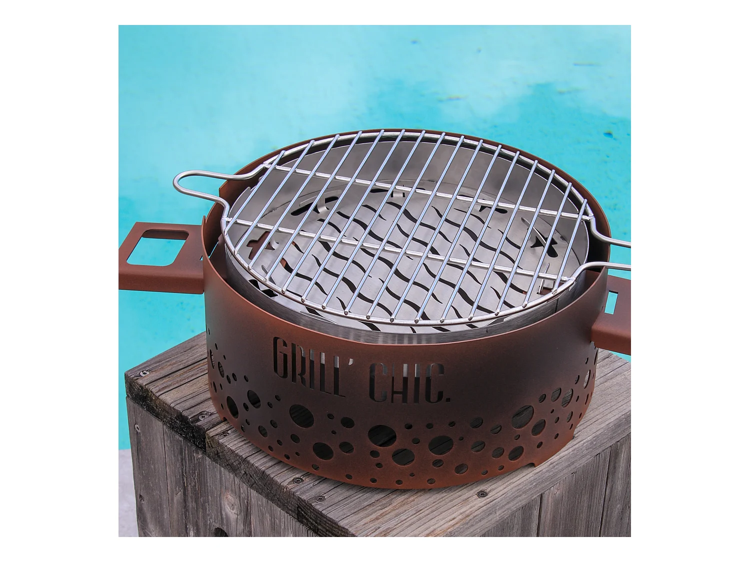 P'TIT GRILL - ACIER - Barbecue Imitation Corten - Design industriel et robuste pour une cuisson authentique en extérieur