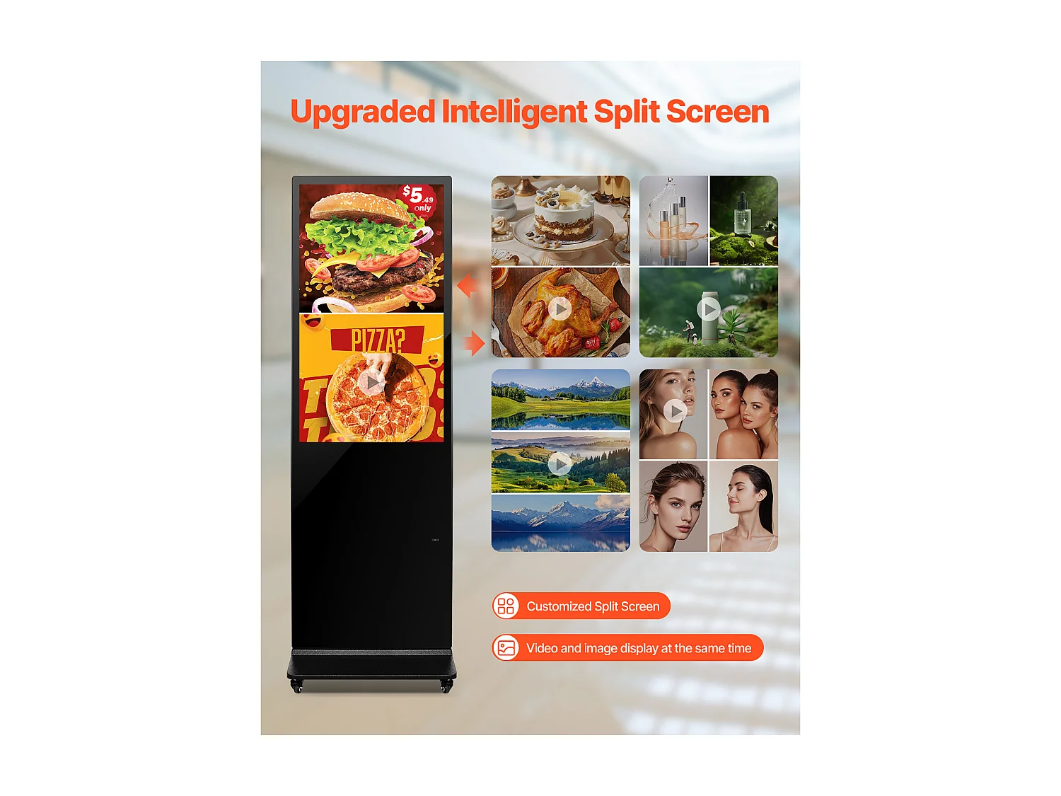 Plaque Publicitaire, SucceBuy Affichage Dynamique Écran Publicitaire Vitrine Tactile LCD UHD 2K 109 cm