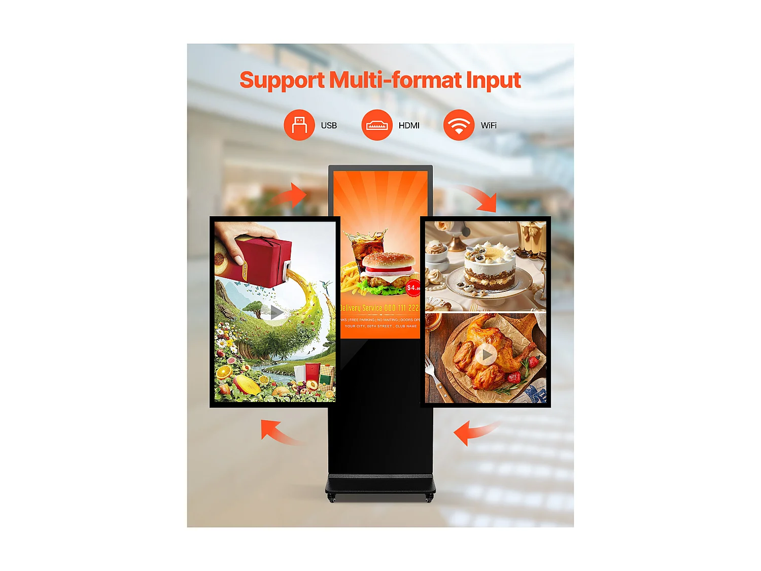 Plaque Publicitaire, SucceBuy Affichage Dynamique Écran Publicitaire Vitrine Tactile LCD UHD 2K 109 cm