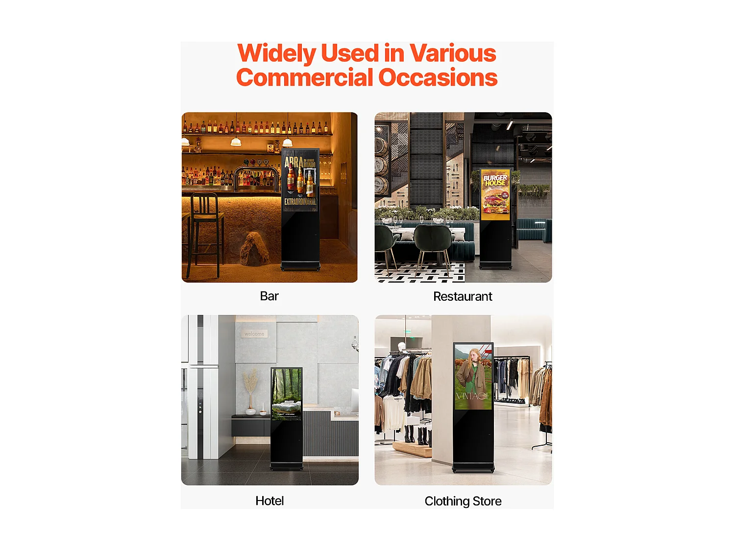 Plaque Publicitaire, SucceBuy Affichage Dynamique Écran Publicitaire Vitrine Tactile LCD UHD 2K 109 cm