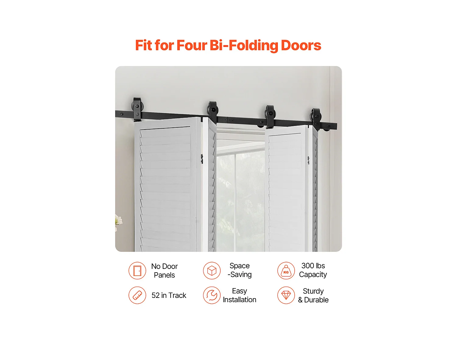 Kit Beslag voor Schuifvouwdeur van Schuur SucceBuy 1320,8mm Enkele Rail