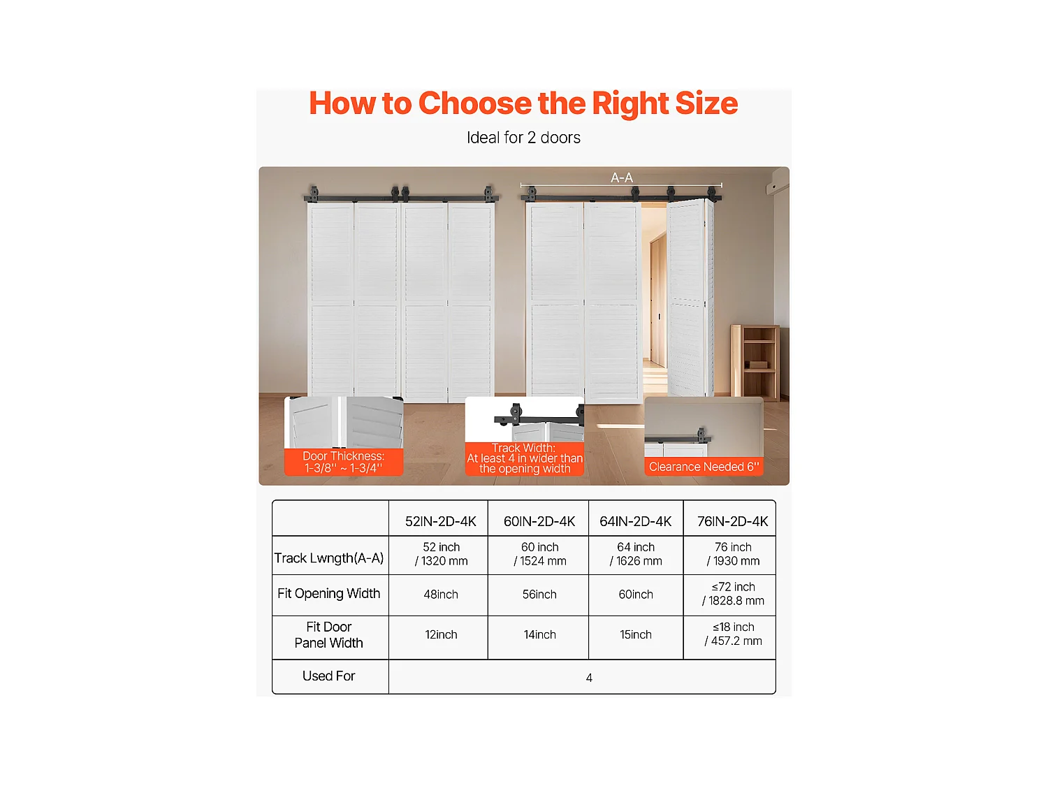 Kit Beslag voor Schuifvouwdeur van Schuur SucceBuy 1320,8mm Enkele Rail