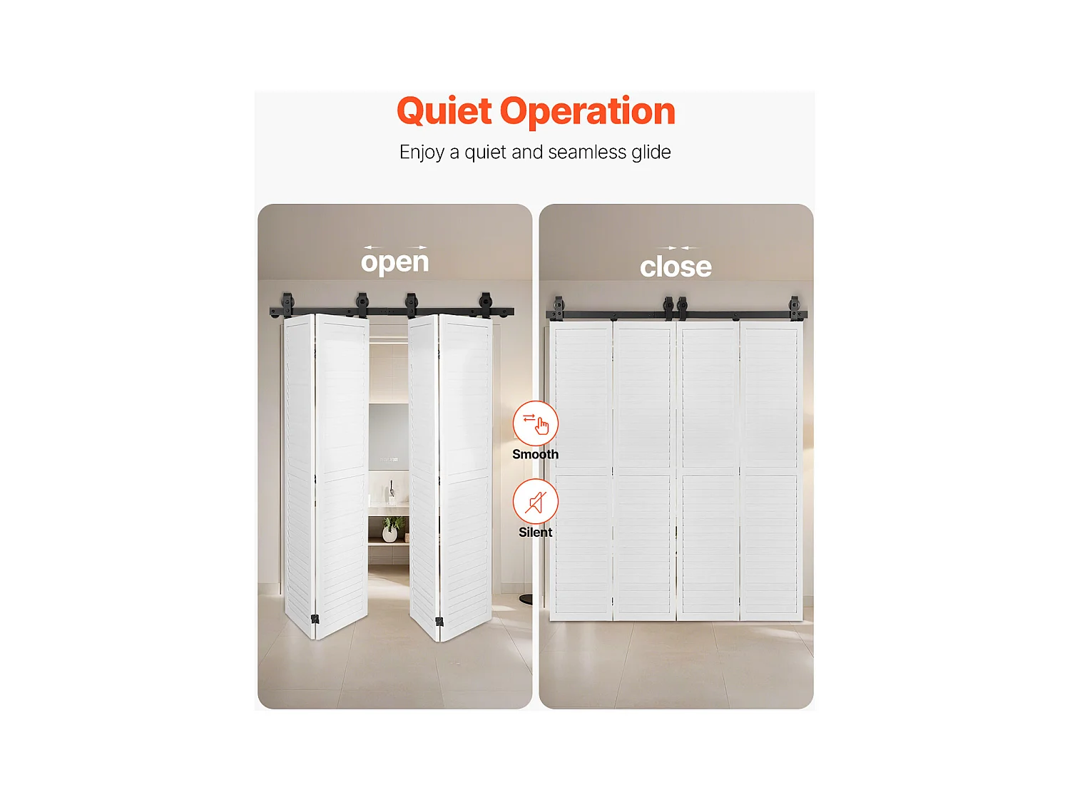 Kit Quincaillerie de Porte Grange Coulissante Pliante SucceBuy 1320,8mm Rail Simple