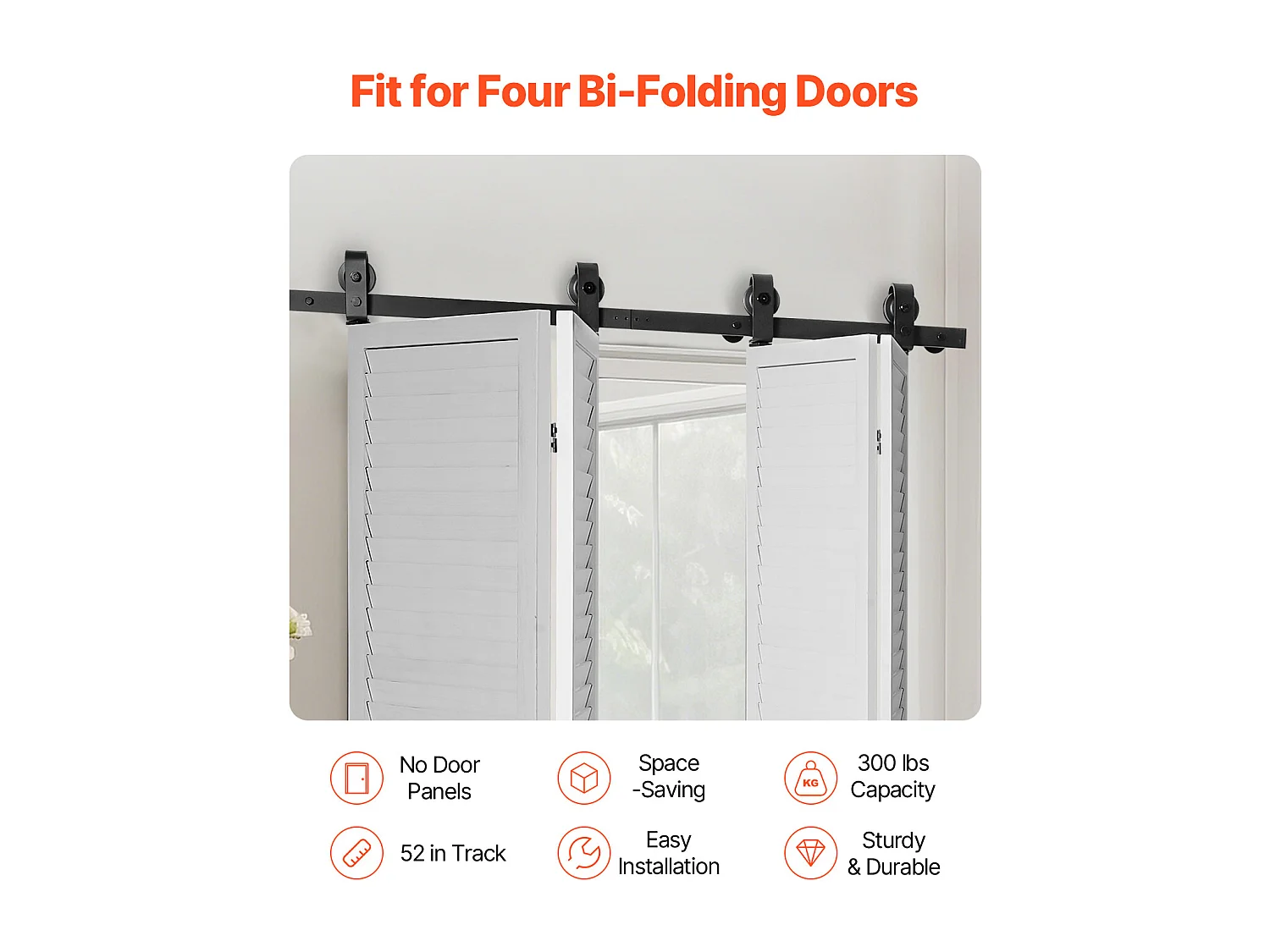 Kit Quincaillerie de Porte Grange Coulissante Pliante SucceBuy 1320,8mm Rail Simple