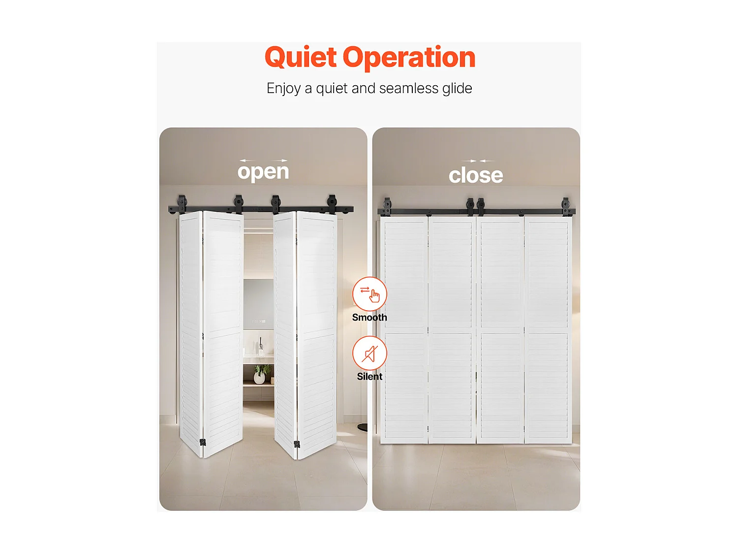 Kit Quincaillerie de Porte Grange Coulissante Pliante SucceBuy 1320,8mm Rail Simple