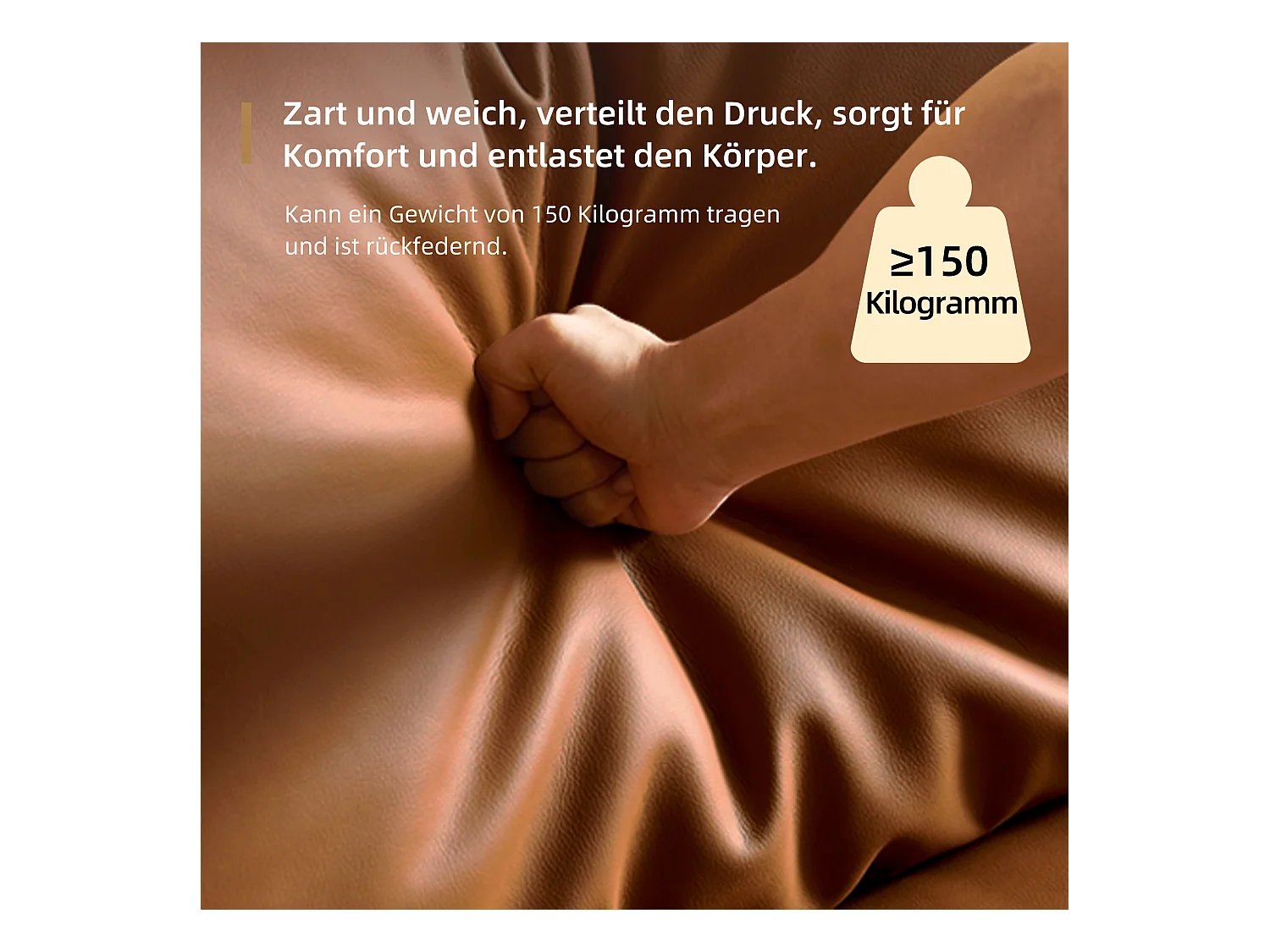 2-zitsbank van oranje-bruin kunstleer – Moderne bank voor de woonkamer, met brede armleuningen en zachte kussens, elegante zitplaats voor 2 personen