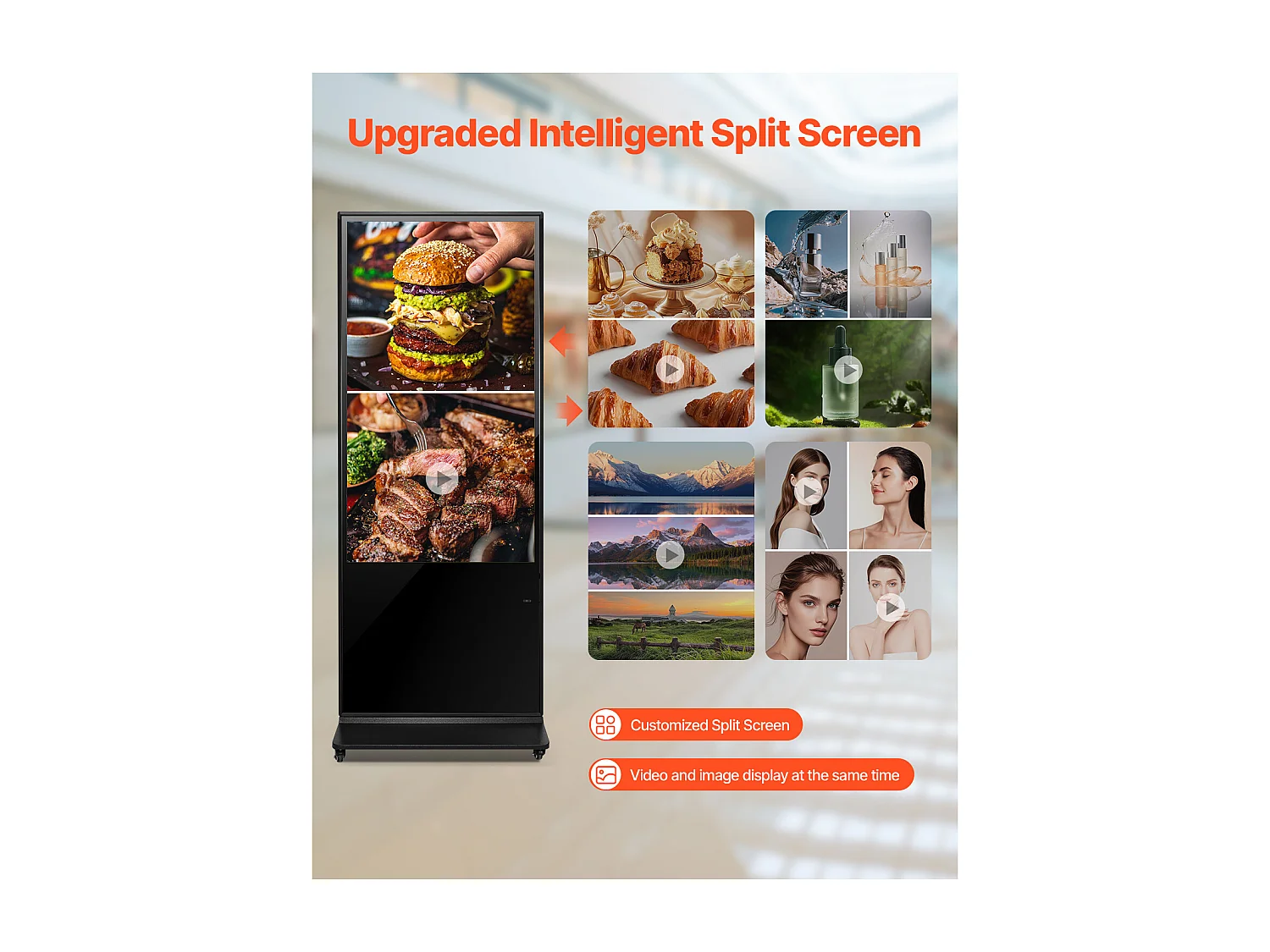 Plaque Publicitaire, SucceBuy Affichage Dynamique Écran Publicitaire Vitrine Tactile LCD UHD 4K 140 cm