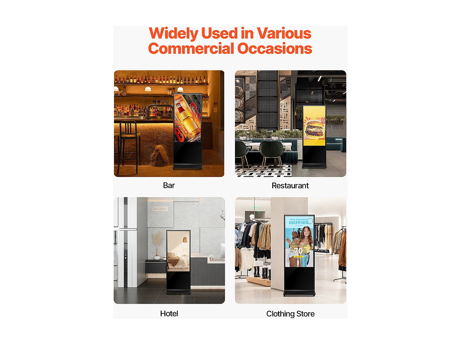 Plaque Publicitaire, SucceBuy Affichage Dynamique Écran Publicitaire Vitrine Tactile LCD UHD 4K 140 cm