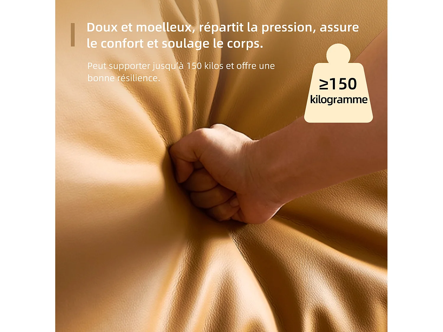 Canapé 3 places en simili cuir – canapé minimaliste en cuir synthétique, confortable et facile d’entretien, design moderne couleur cognac brun pour salon, bureau