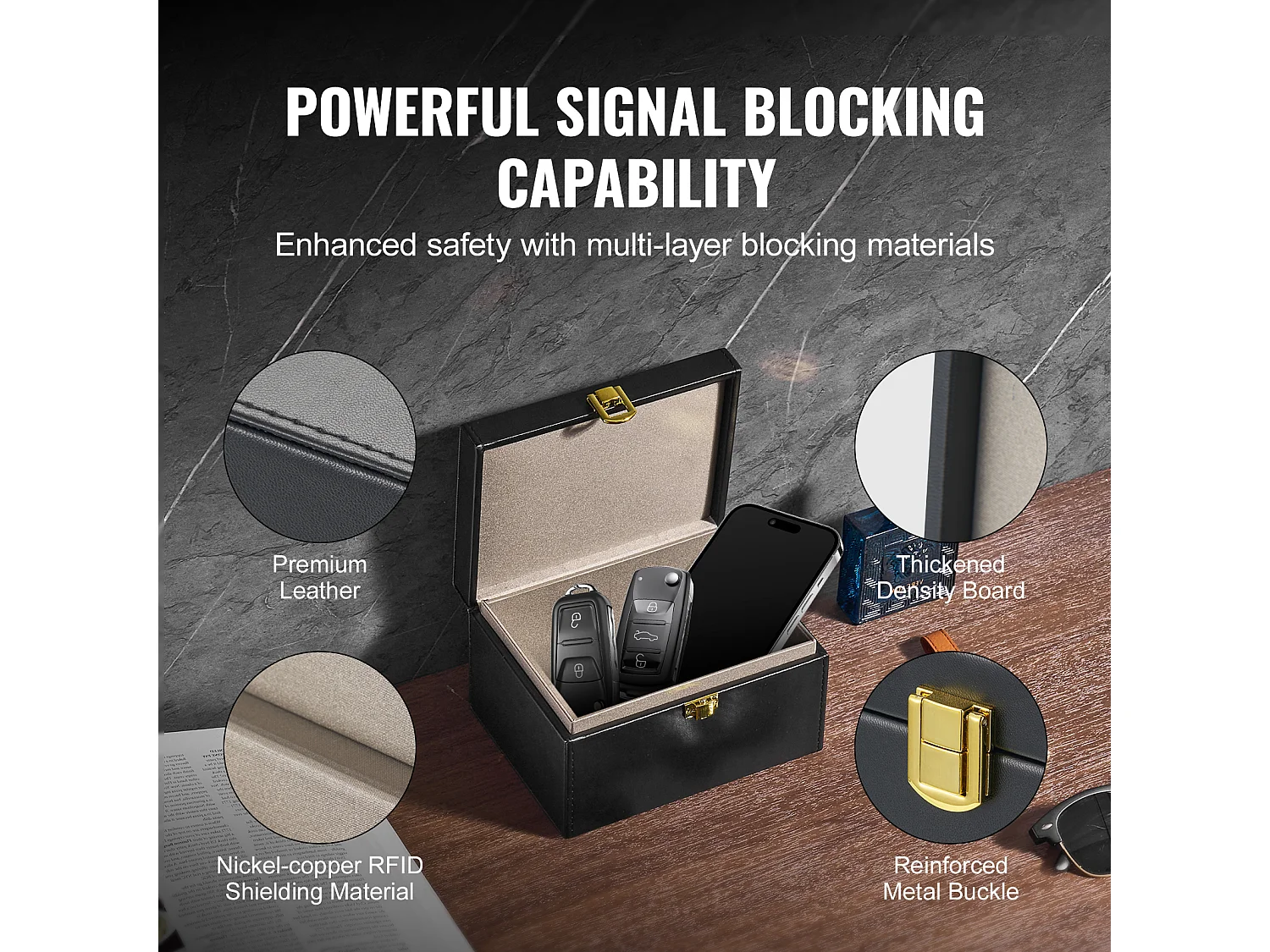 Boîte Faraday SucceBuy, Support de Blocage de Signal pour 5 à 8 Clés de Voiture, Protection de Sécurité pour Clés