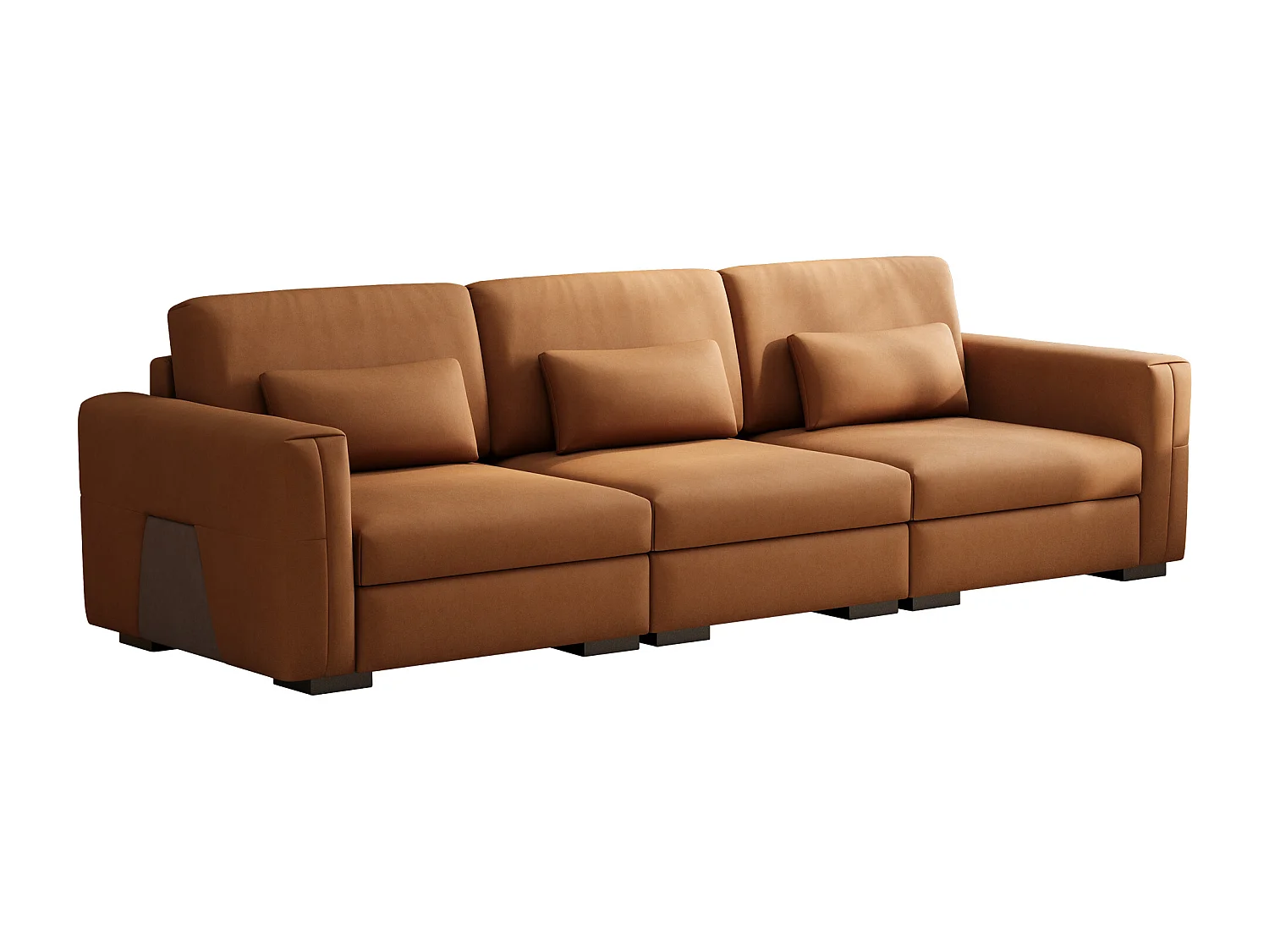 Grand canapé en simili cuir 276×98×90 cm, Canapé 3 places avec rembourrage doux et accoudoirs, nombreux coussins, canapé moderne pour salon et bureau