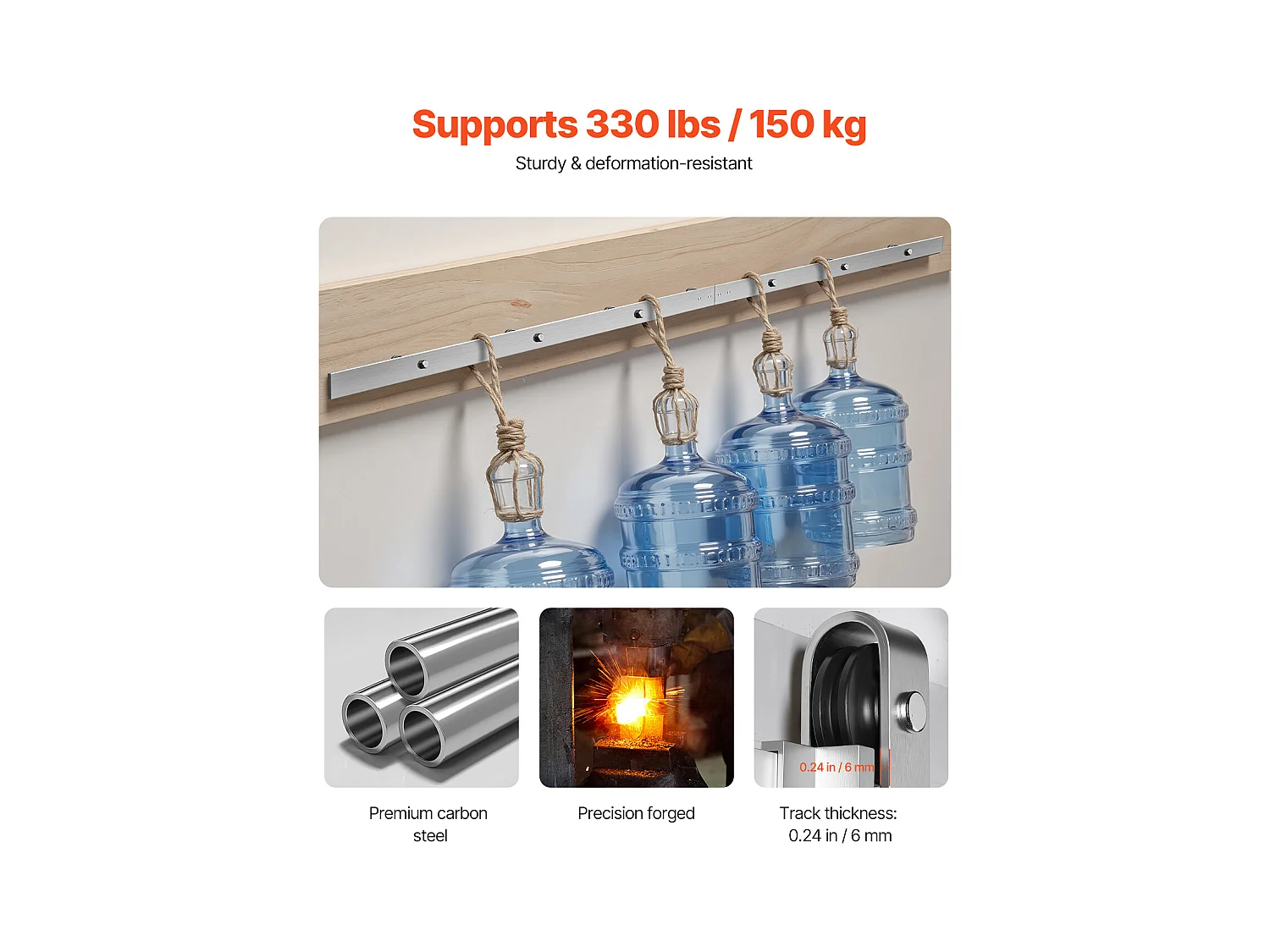 Schuifdeur, SucceBuy Hang- en sluitwerk voor Schuifdeur Schuurdeur 244 cm Geborsteld Nikkel Afwerking