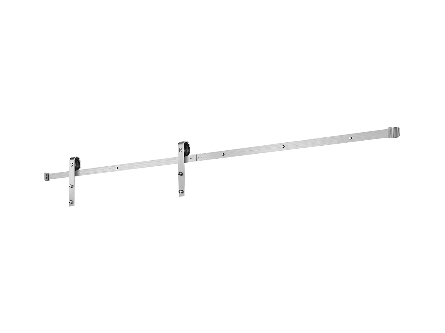 Porte Coulissante, SucceBuy Kit Quincaillerie de Porte Grange Coulissante 244 cm Finition Nickel Brossé