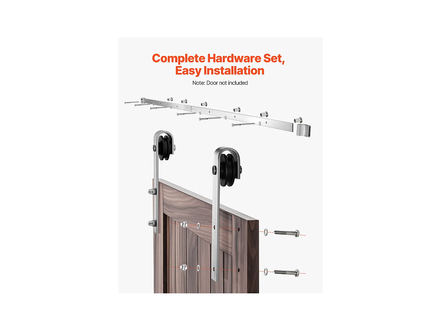 Porte Coulissante, SucceBuy Kit Quincaillerie de Porte Grange Coulissante 244 cm Finition Nickel Brossé