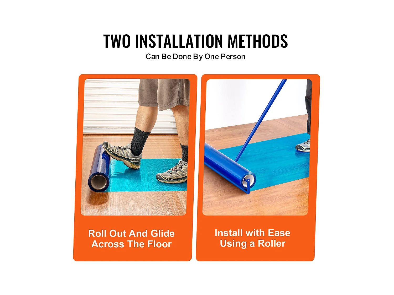 Film de Protection de Tapis, SucceBuy Film de Protection des Sols 61 cm × 60.96 m Protecteur de Tapis Auto-adhésif PE Bleu