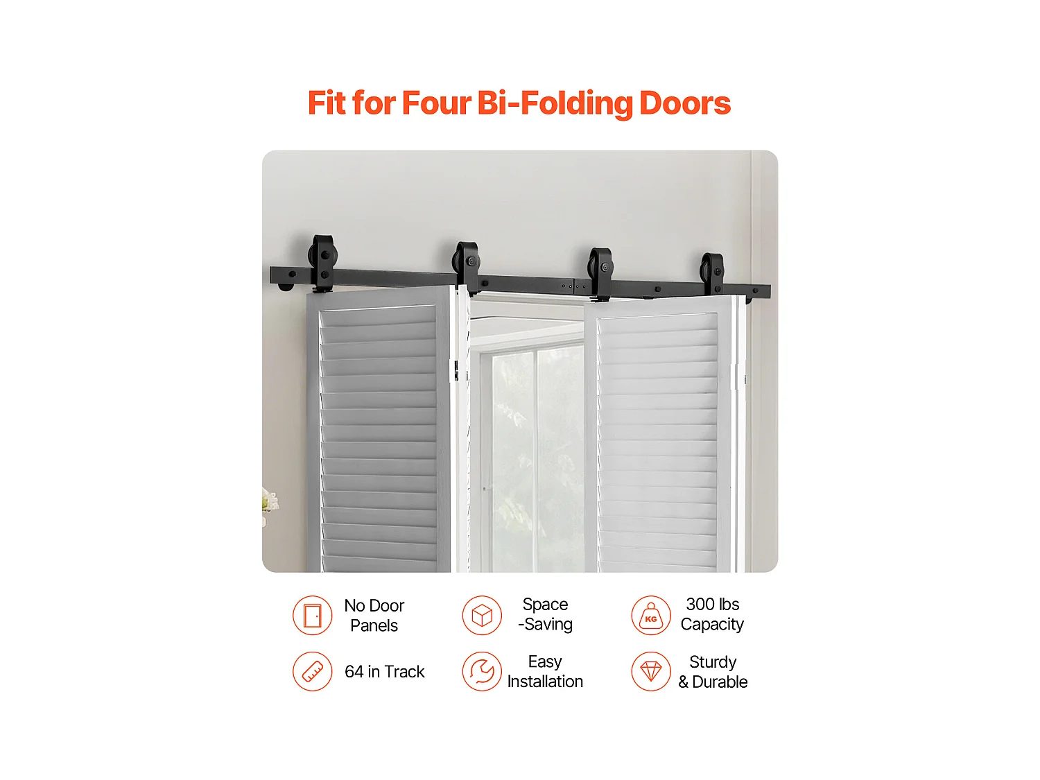 Kit Ferramenta per Porta Fienile Scorrevole Pieghevole SucceBuy 1626 mm Binario Singolo