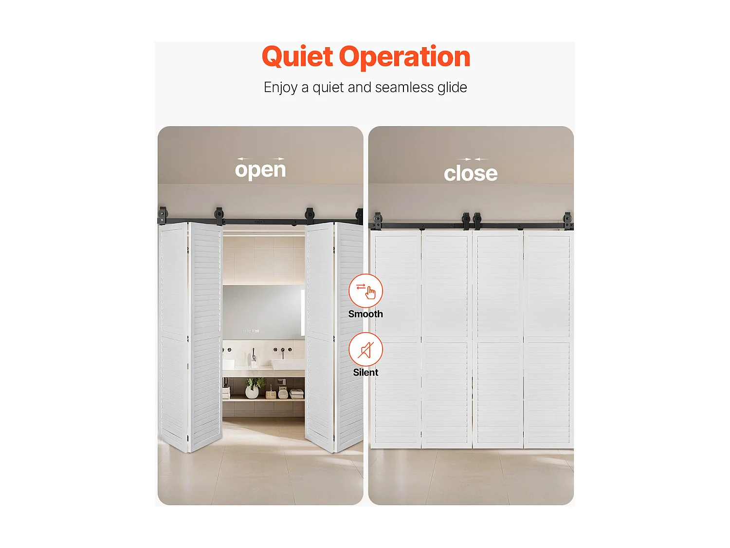 Kit Quincaillerie de Porte Grange Coulissante Pliante SucceBuy 1626 mm Rail Simple