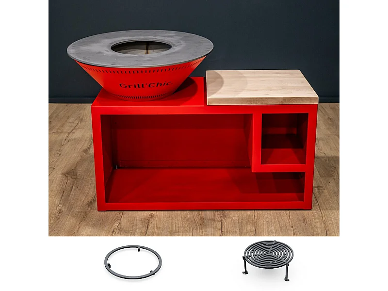 Set Brasero Découverte - TRADITIONNEL Double Cuve Aluminum - 103 cm - Anthracite - Sobriété et stycontemporain pour votre jardin