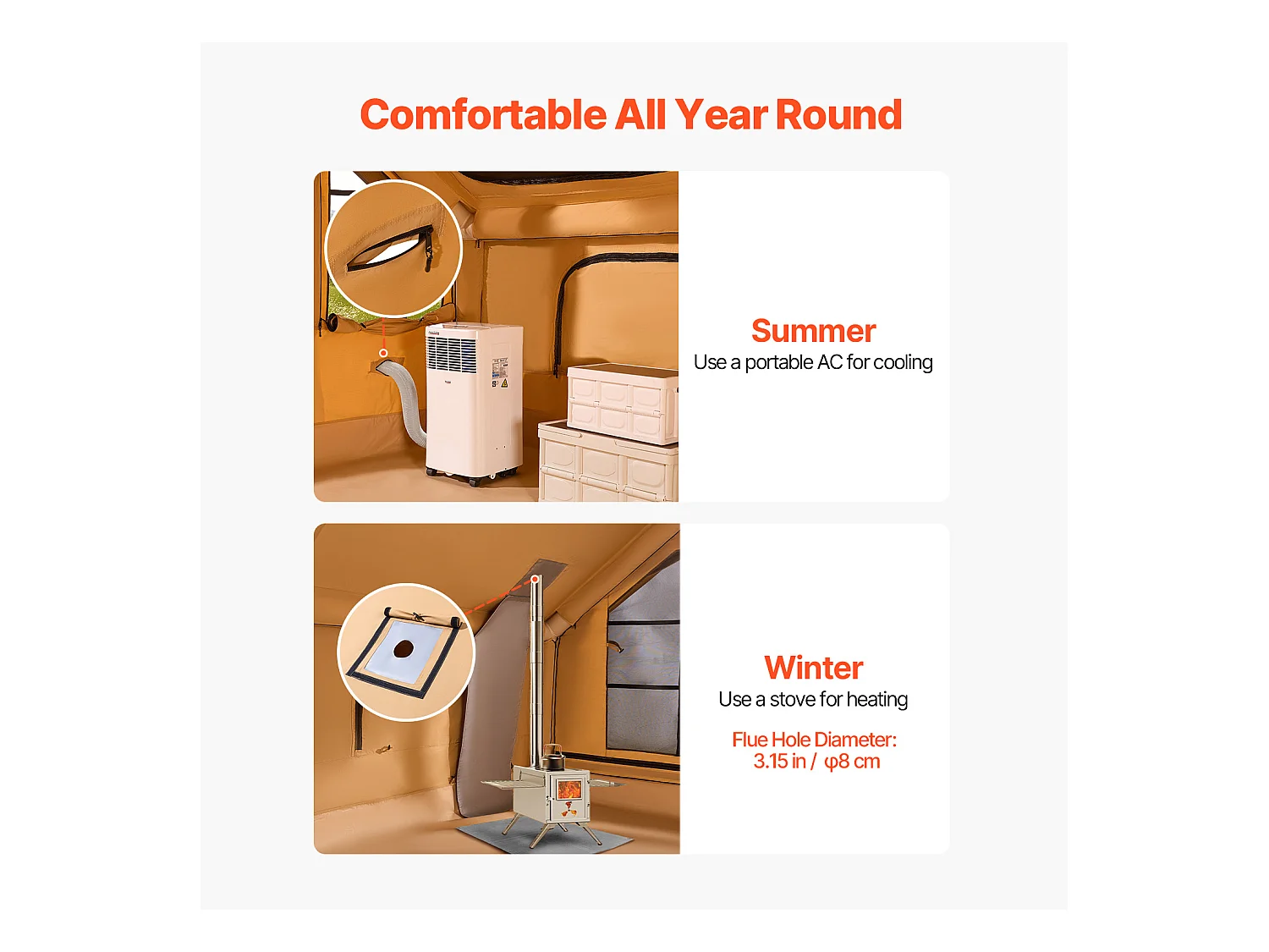 Tente de Camping Gonflable Glamping SucceBuy pour 5 à 8 Personnes avec Pompe, Dimensions du produit (L x l x H) : 4 x 3 x 2,2