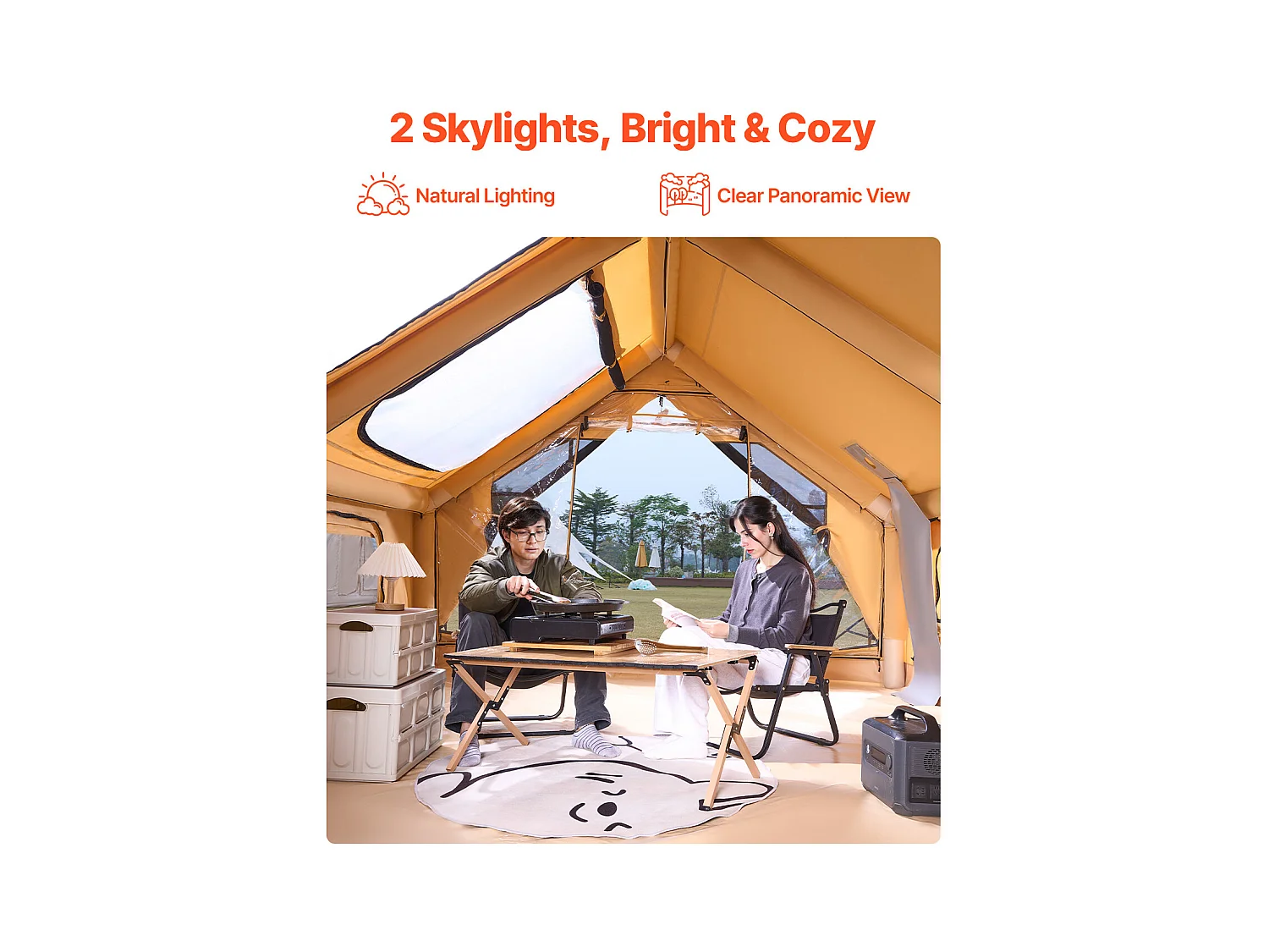 Tente de Camping Gonflable Glamping SucceBuy pour 5 à 8 Personnes avec Pompe, Dimensions du produit (L x l x H) : 4 x 3 x 2,2