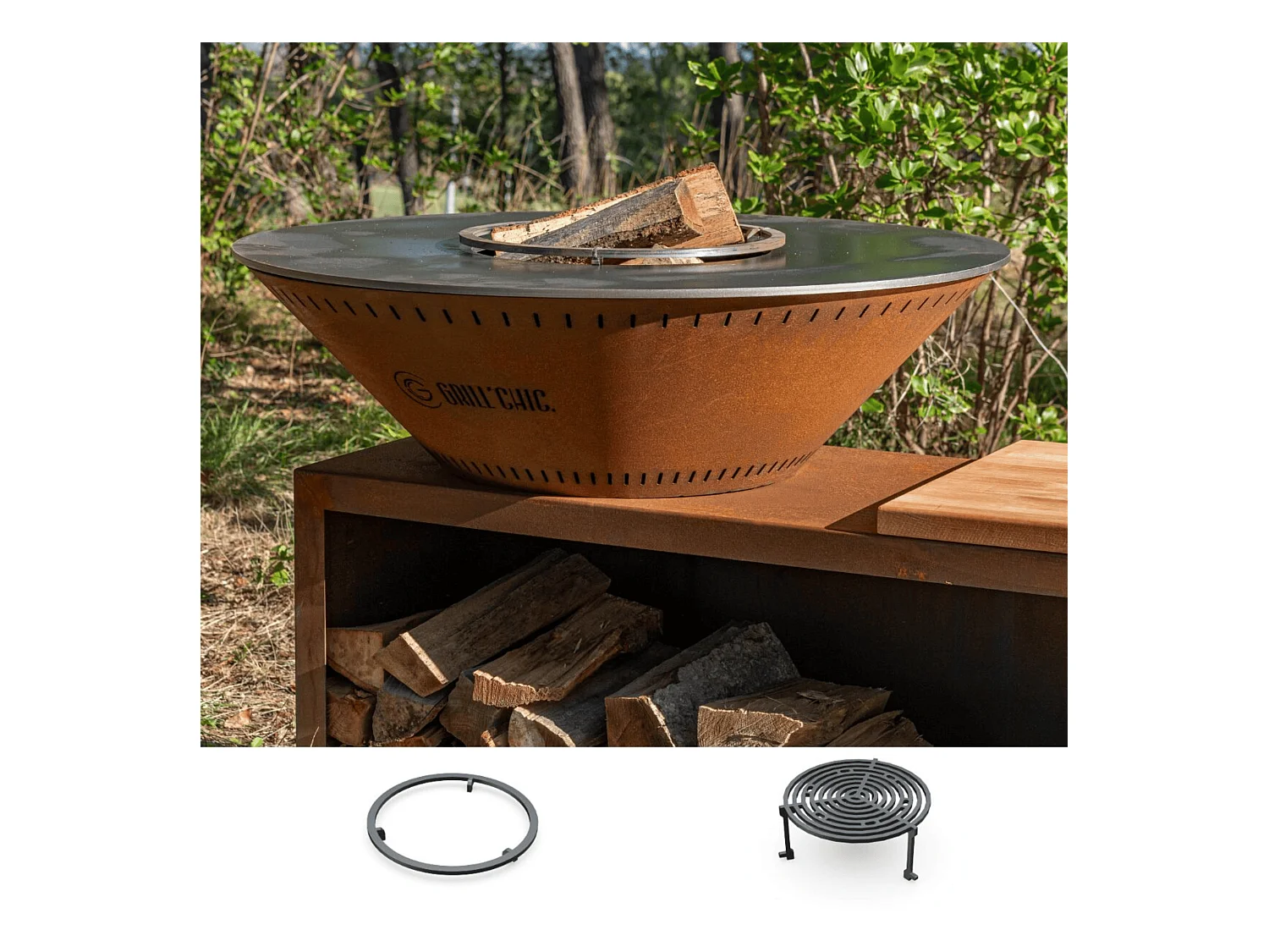 Pack Découverte Brasero TRADITIONNEL Double Cuve 83x90cm - Un brasero compact et authentique pour partager des instants gourmands en extérieur
