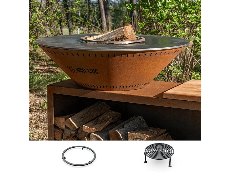Pack Découverte Brasero TRADITIONNEL Double Cuve 83x90cm - Un brasero compact et authentique pour partager des instants gourmands en extérieur