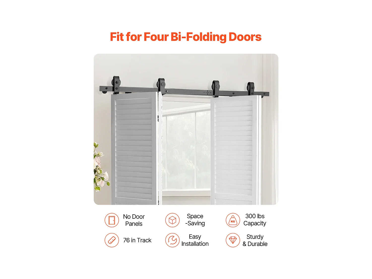 Kit Beschlag für Scheunentor Schiebefaltbar SucceBuy 1930,4mm Einzelschiene