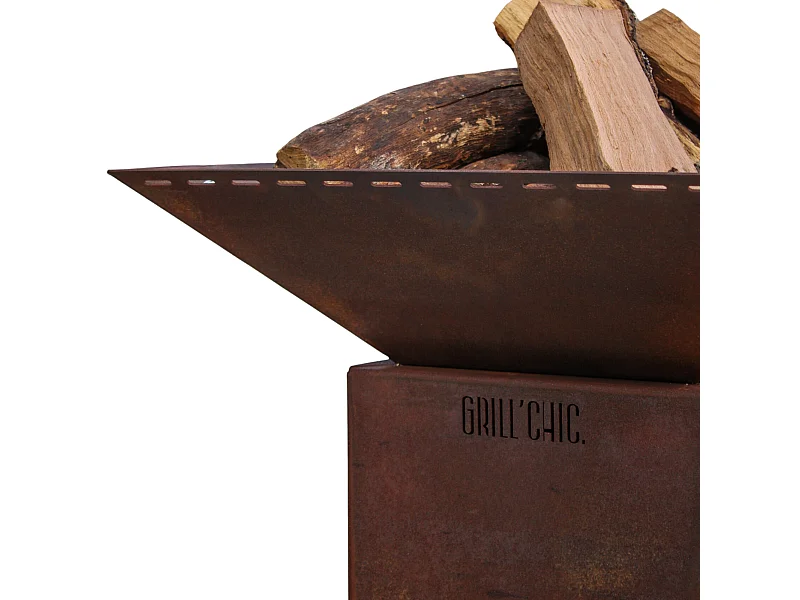MINI CEVENOL Simple Cuve Corten - Bol à feu L carré sans rangement bois - Spacieux et élégant pour des soirées chaleureuses et conviviales