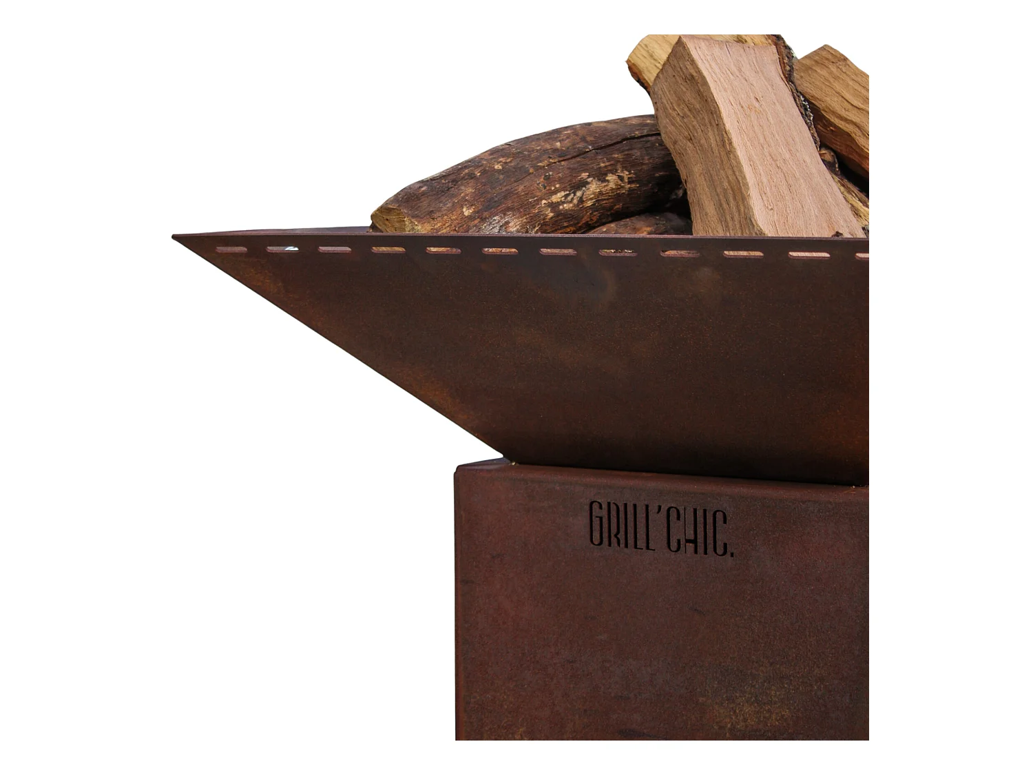 MINI CEVENOL Simple Cuve Corten - Bol à feu L carré sans rangement bois - Spacieux et élégant pour des soirées chaleureuses et conviviales