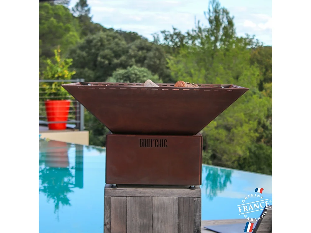Bol à feu MINI CEVENOL Simple Cuve Corten - Carré L - Spacieux et élégant pour des soirées chaleureuses et conviviales