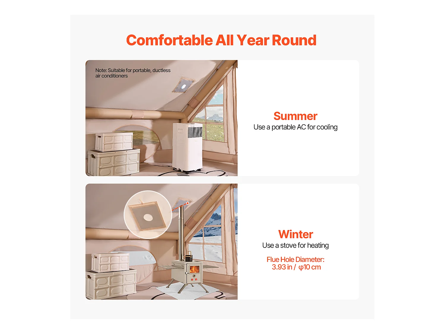 Tente de Camping Gonflable Glamping SucceBuy pour 3 à 5 Personnes avec Pompe à Main