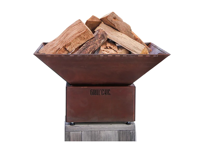 MINI CEVENOL Simple Cuve Corten - Bol à feu M carré sans rangement bois - Robuste et esthétique, idéal pour des feux en toute sécurité