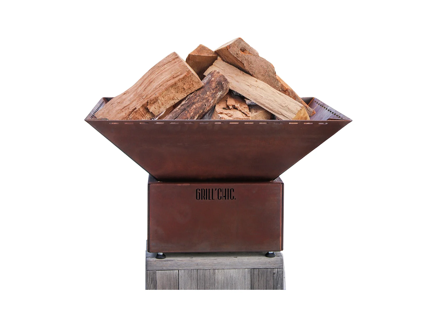 MINI CEVENOL Simple Cuve Corten - Bol à feu M carré sans rangement bois - Robuste et esthétique, idéal pour des feux en toute sécurité