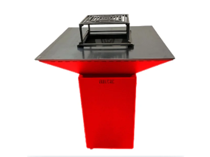 CEVENOL Brasero Plancha Barbecue Double Cuve Acier Thermolaqué - Rouge - Sans rangement bois - Modèle pratique et coloré