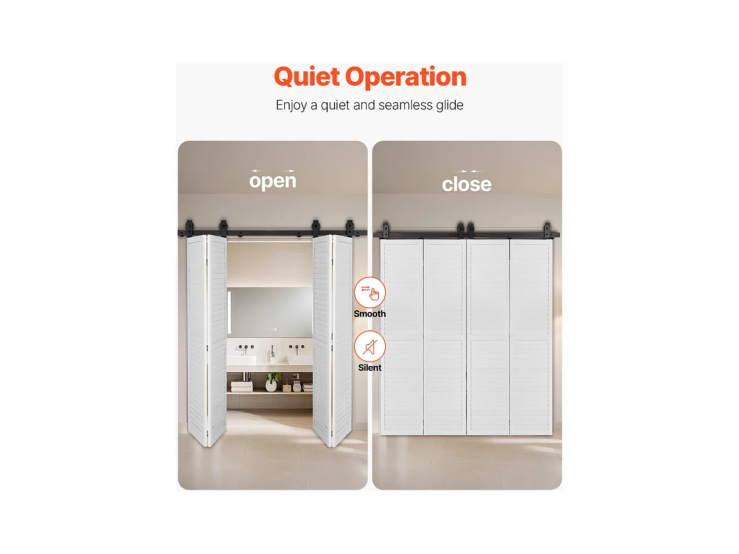 Kit Herrajes para Puerta de Granero Corredera Plegable SucceBuy 1524 mm Riel Simple