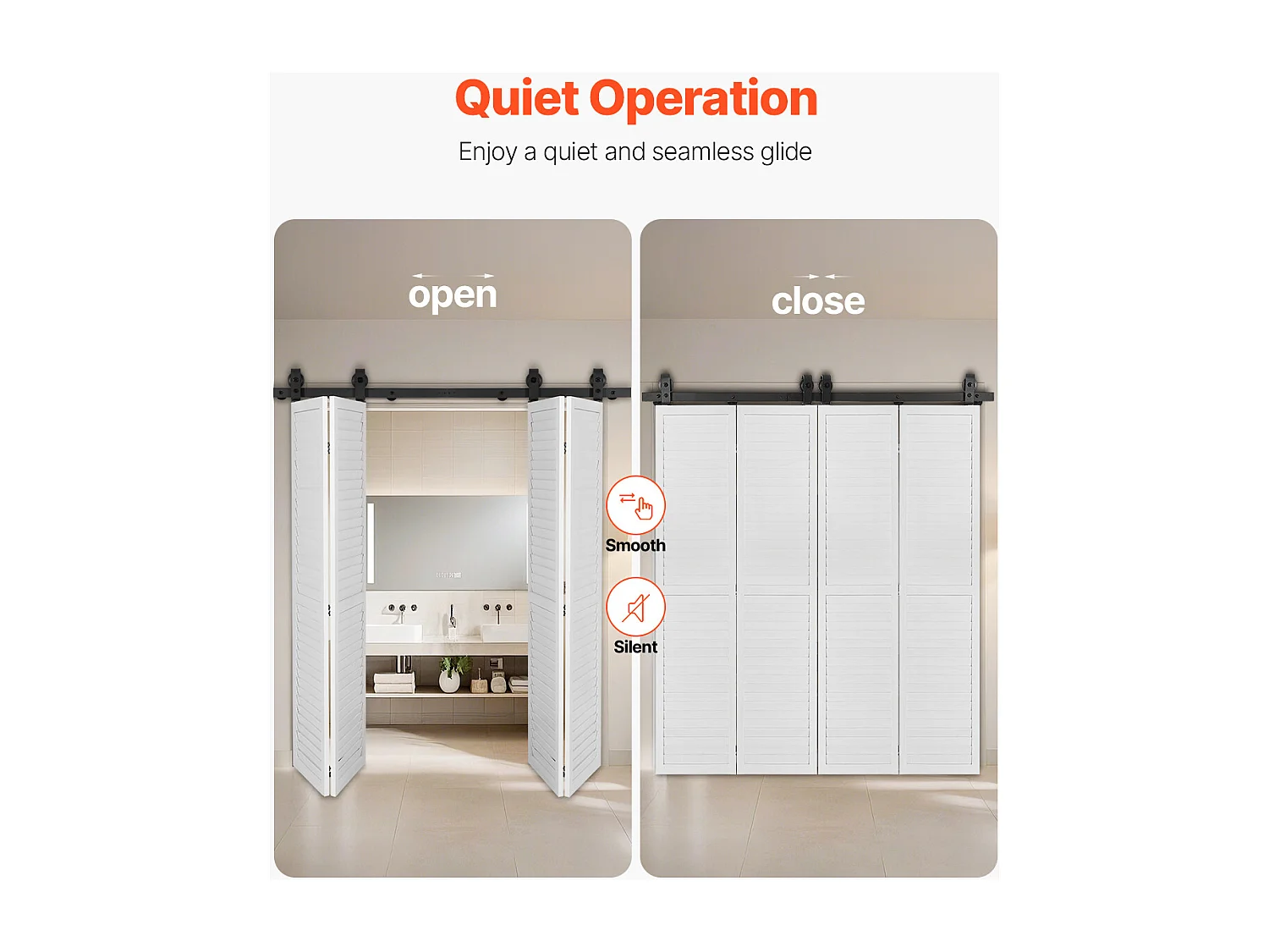 Kit Quincaillerie de Porte Grange Coulissante Pliante SucceBuy 1524 mm Rail Simple