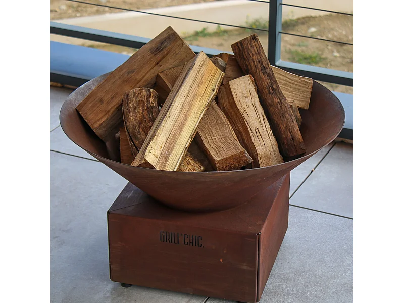 MINI CEVENOL Simple Cuve Corten - Bol à feu L rond sans rangement bois - Grande capacité et style industriel pour un extérieur raffiné