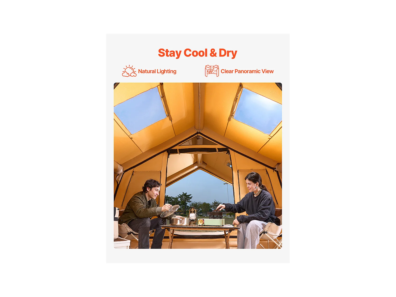 Tonnelle de Jardin / Tente de Camping Gonflable Glamping SucceBuy pour 8 à 12 Personnes avec Pompe