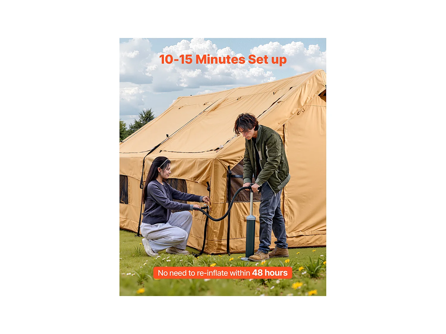 Tonnelle de Jardin / Tente de Camping Gonflable Glamping SucceBuy pour 8 à 12 Personnes avec Pompe