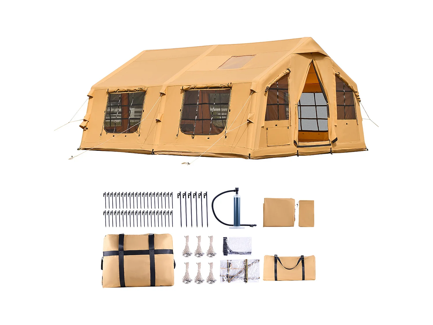 Tonnelle de Jardin / Tente de Camping Gonflable Glamping SucceBuy pour 8 à 12 Personnes avec Pompe